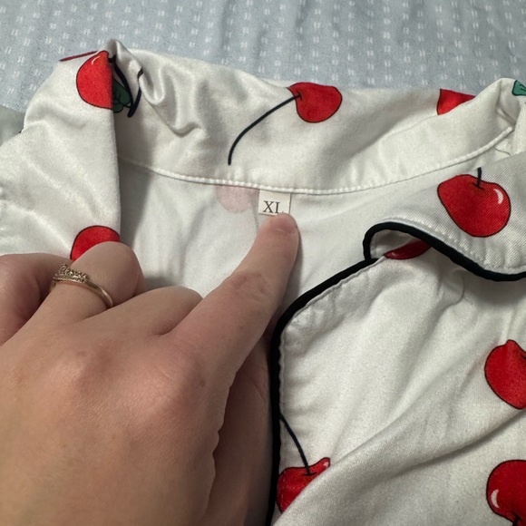 Cherry Pattern Women's Pajama Set - Picture 2 of 3